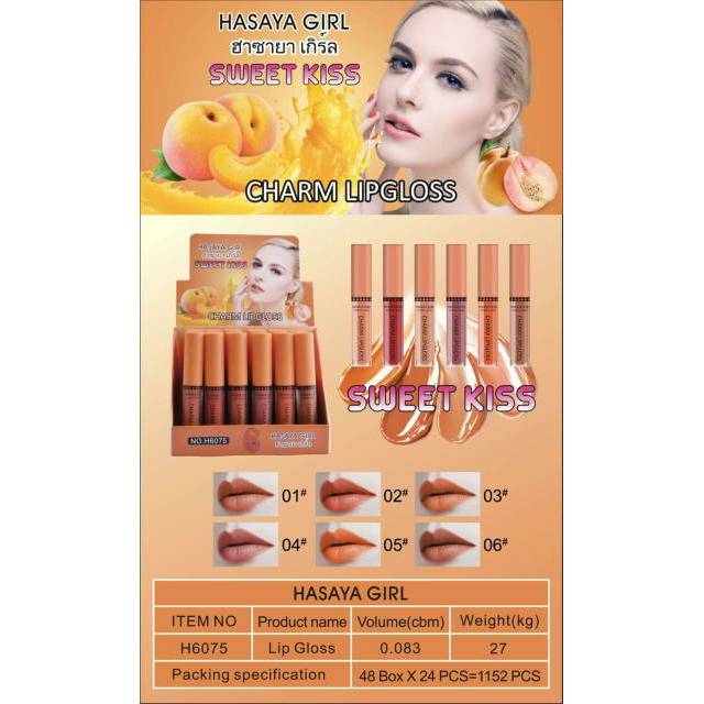 PROMO PER6PCS!!!LIP GLOSS HASAYA GIRL SWEET KISS NO. H6075