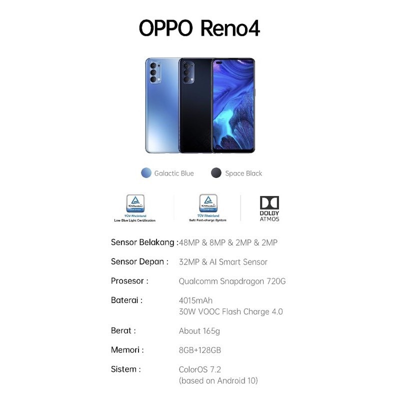 PROMO CUCI GUDANG HP oppo reno 4 ram 8/128  terbaru garansi resmi oppo 1tahun