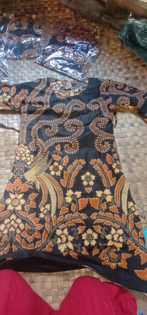 Batik Couple Keluarga Sania Ruffle Ori Ndoro Jowi Dnt Motif Pari Ngadek