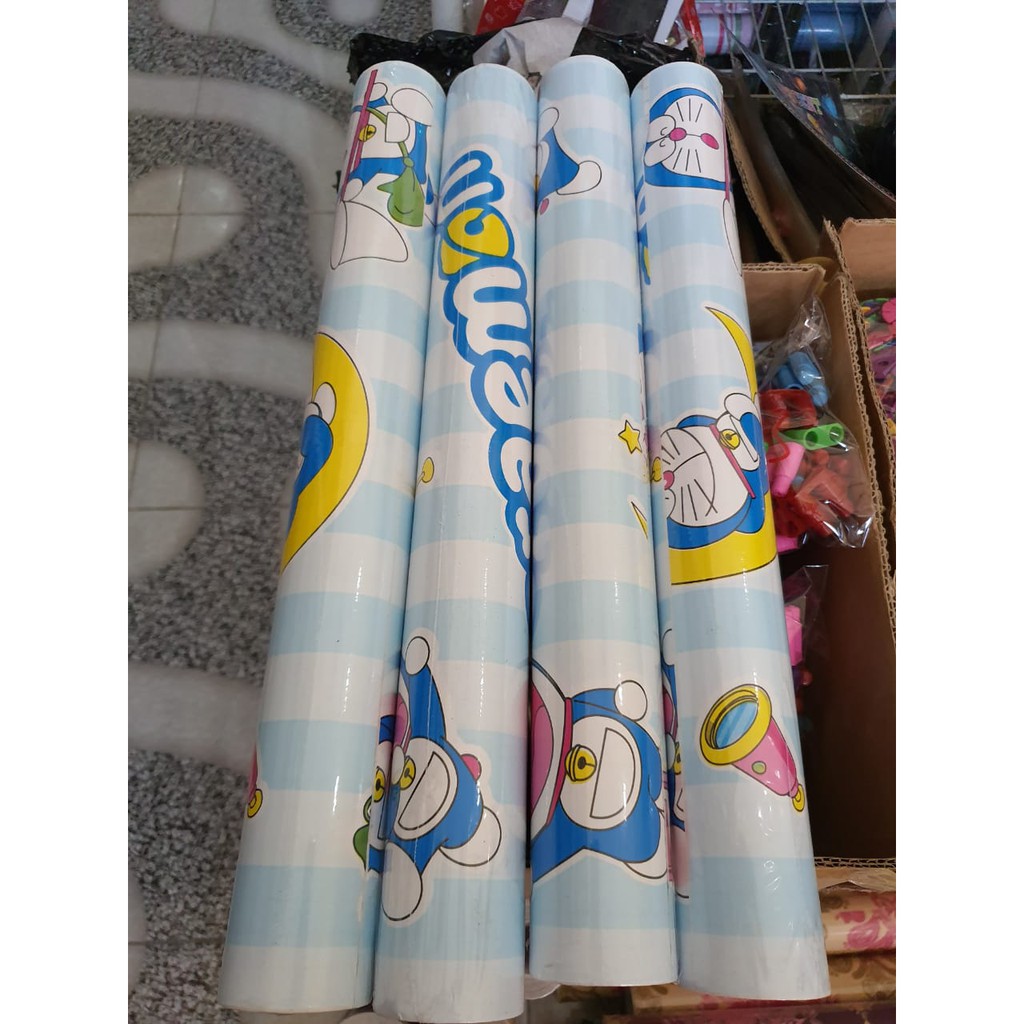 WALLPAPER STICKER | DORAEMON GARIS BIRU | Lebar 45cm x Panjang 9 meter