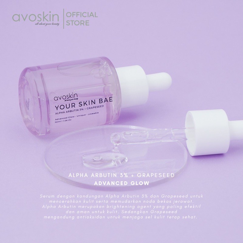 AVOSKIN Your Skin Bae Alpha Arbutin 3% + Grapeseed Indonesia / Avo Skin / Advanced Glow Unique Serum
