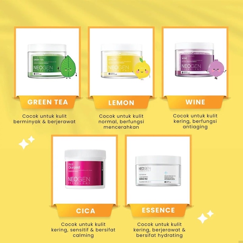 NEOGEN Bio Peel Gauze Peeling Pad Small Jar isi 18 Pcs - LEMON | GREENTEA | WINE Kapas Exfoliator, Exfoliasi