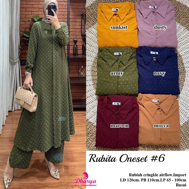 RUBITA ONE SET 6 BY DHARYA Baju Busana Fashion Wanita Dress Midi Setelan Wanita