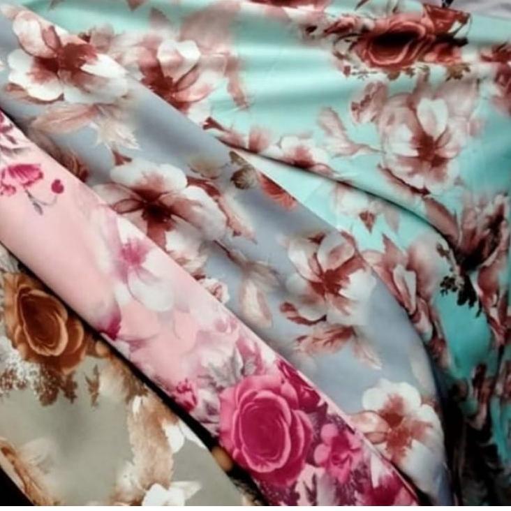 Silver Promo✨ Kain ARM Silk Premium Motif Bunga ( 50cm ) / KAIN MOTIF / KAIN SILK #TREND