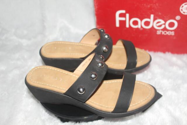 HEELS WEDGES BRANDED FLADEO ORIGINAL BLACK FLORAL SIZE 39