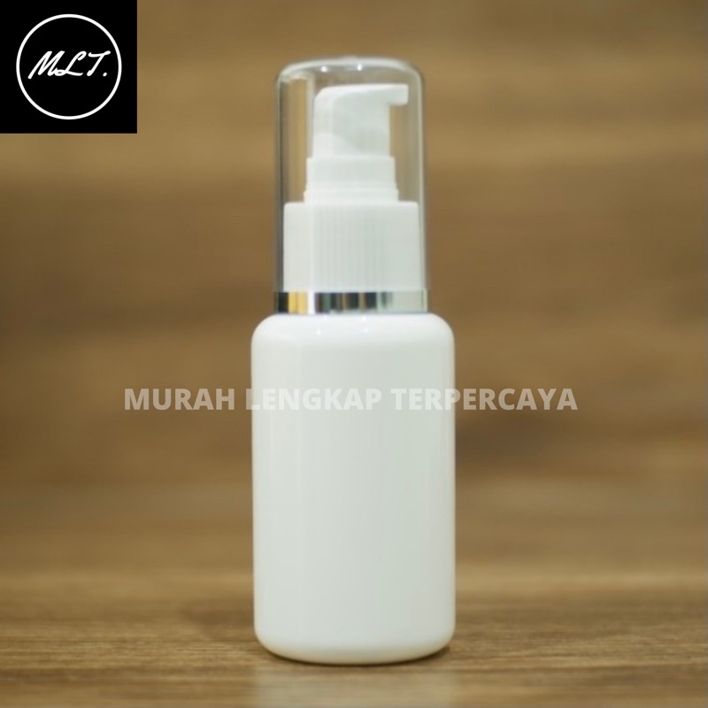 BOTOL LOTION PUMP 70 ML NATURAL TUTUP LIS SILVER/ BOTOL PUMP TREATMENT LOTION PUMP TREATMENT TUBULAR PUTIH