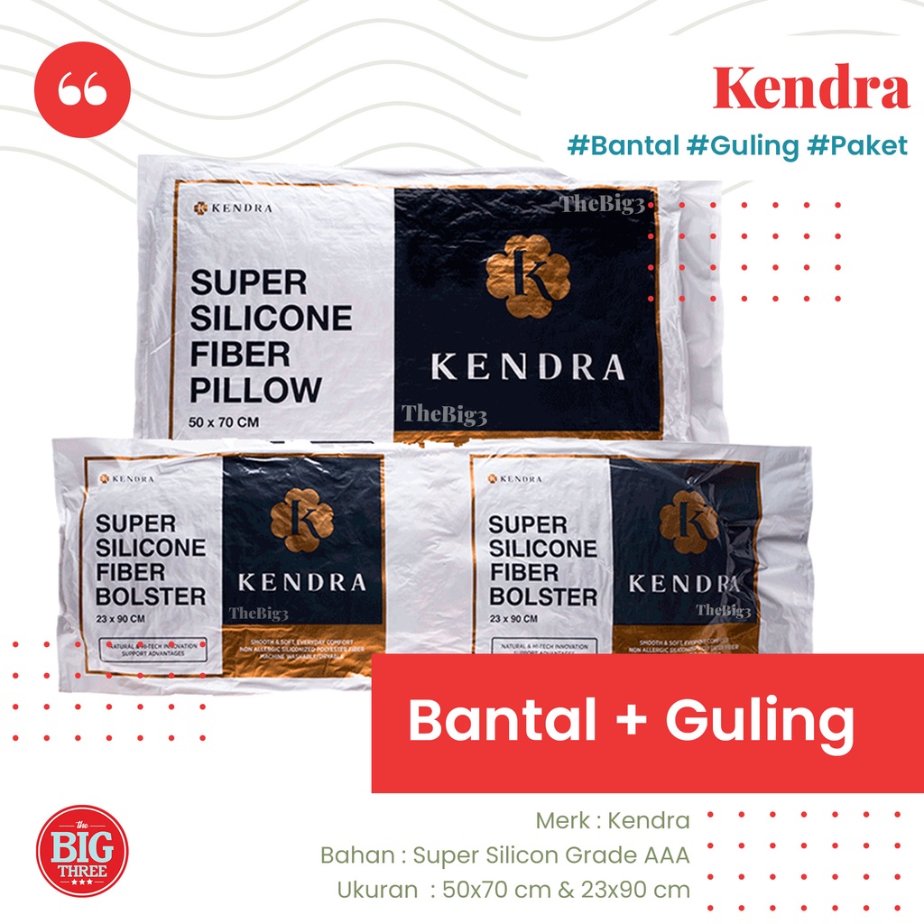 KENDRA - Paket Bantal + Guling Silikon - Soft Pillow Bolster - Super SIlicon grade AAA - Tidur