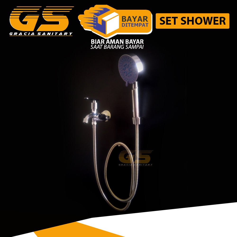 Kran Shower Cabang Besi Baling Keran Air Nikel Double Spot / Kran Shower SET Keran Cabang Gravino 1082 Wall Tembok Hand Shower 8043