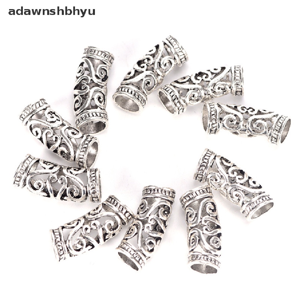 10 PCS Cincin Cuff Manik-Manik Rambut Gimbal Bahan Logam Warna Silver