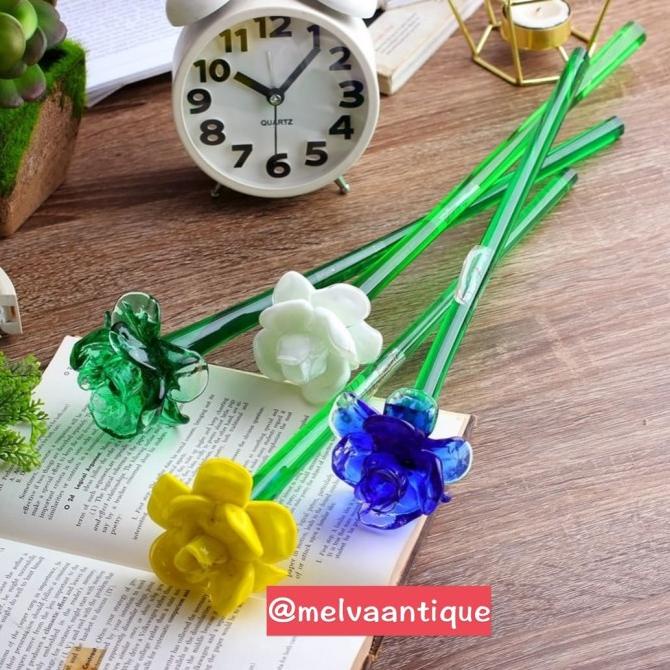 BISA COD Bunga Mawar Kristal Capodimonte /Bunga Mawar Kristal Panjang 40 cm