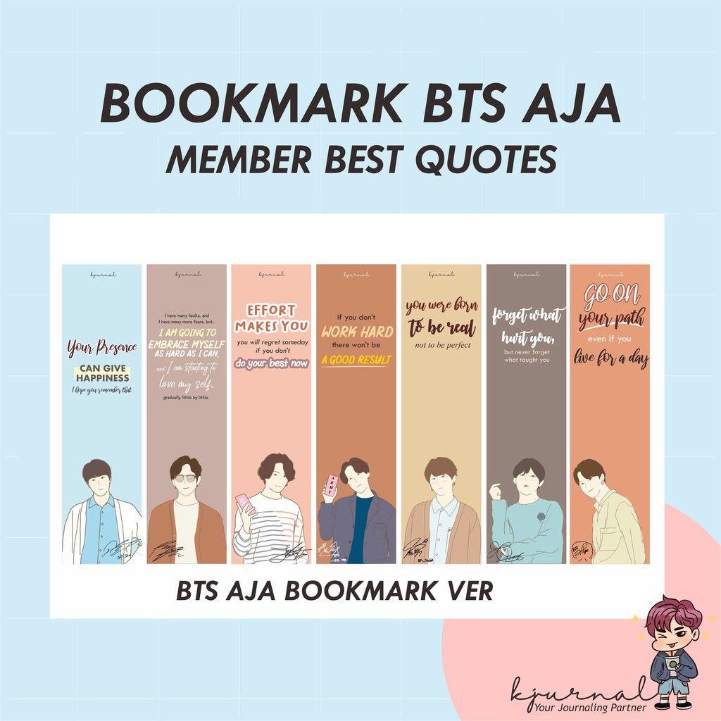 

1 SET isi 7pcs KJURNAL BOOKMARK BTS INSPIRING MEMBER BEST QUOTES