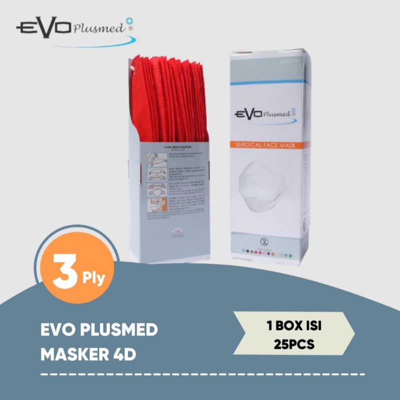 Masker Evo PlusMed 4D Medis - Merah