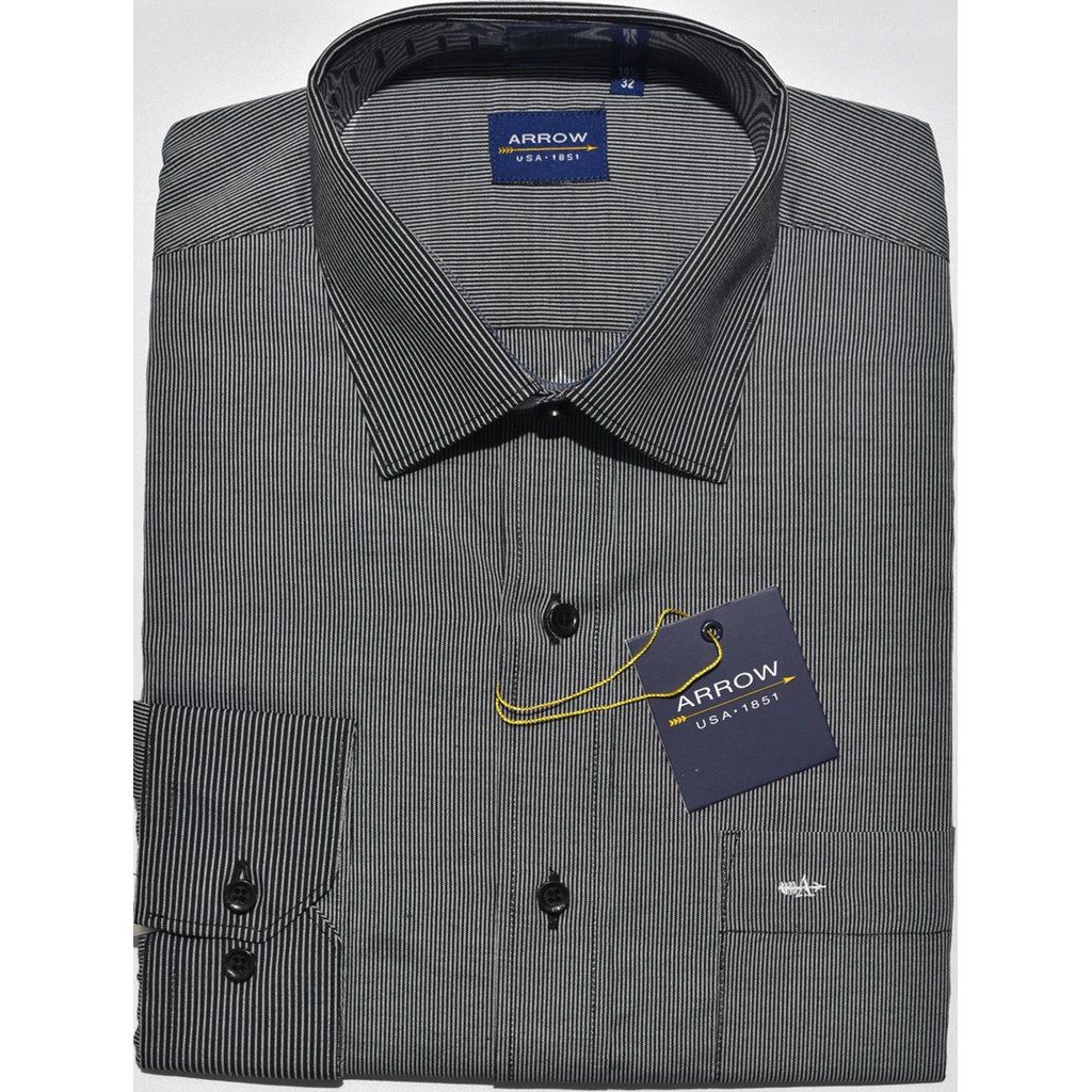 Kemeja Pria ARROW Lengan Panjang Hitam Salur AE97 ORIGINAL & REAL PICTURE