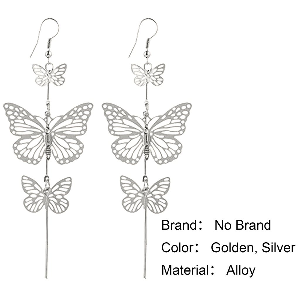 Hu Hu Hu Hu Hu Alat Bantu Pasang Kacamata♡ 1 Pasang Anting Rumbai Panjang Desain Butterfly Bahan Alloy Untuk Anniversary