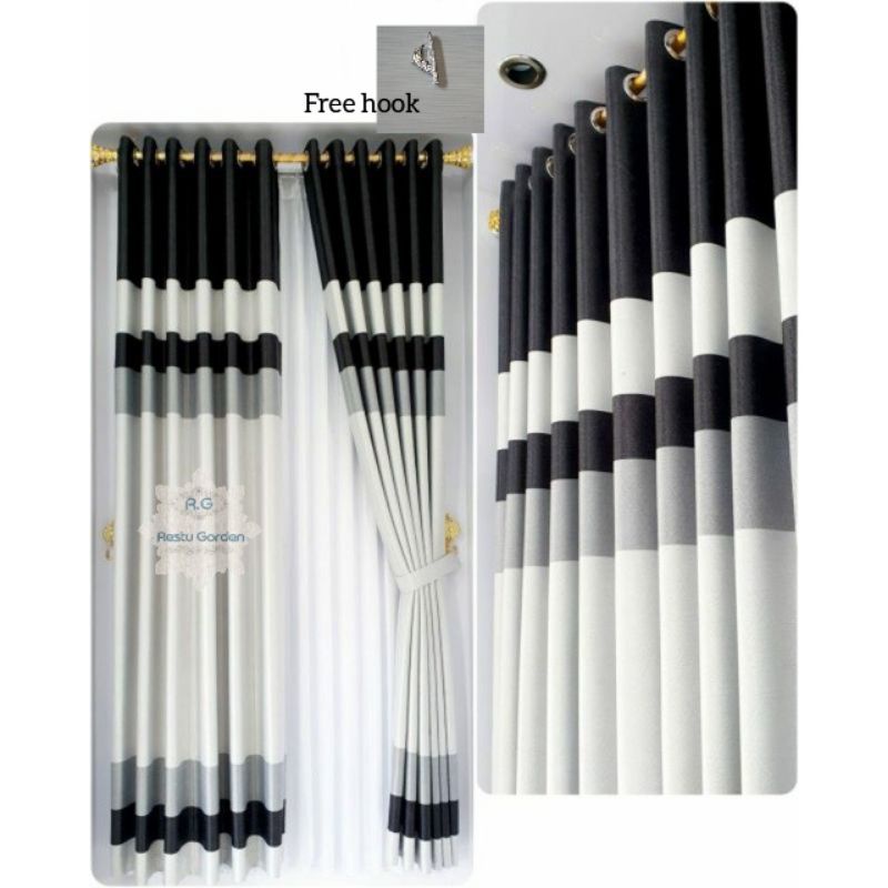 Gorden blackout pelangi/gorden jendela/gorden pintu smokring minimalis
