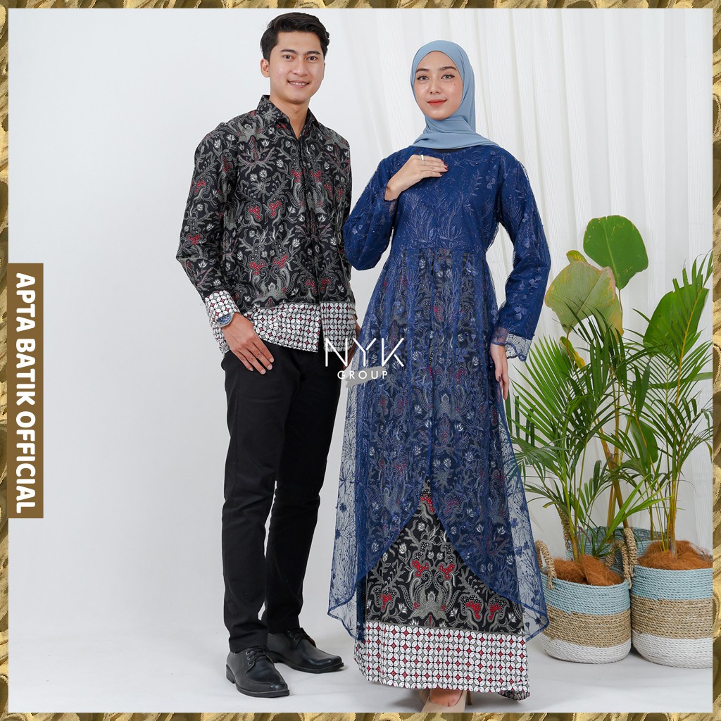 (TERMURAH &amp; TERLARIS) Batik Couple Medina Maxi Kombi Tile . Couple Brukat kondangan . Maxi Pesta