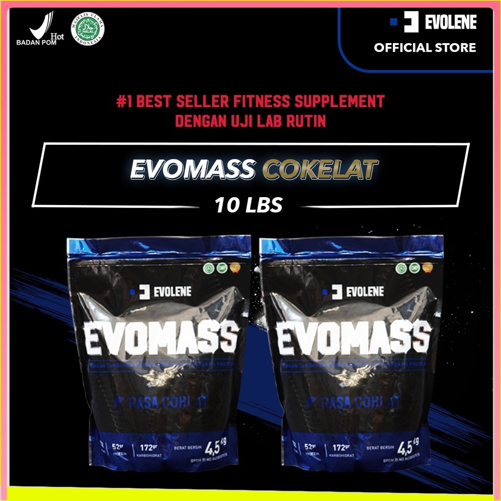 

Evolene Evomass Coklat 2x 4500gr/20x serving + Tanktop gym / Shaker BPOM HALAL BEST SUPLEMENKU