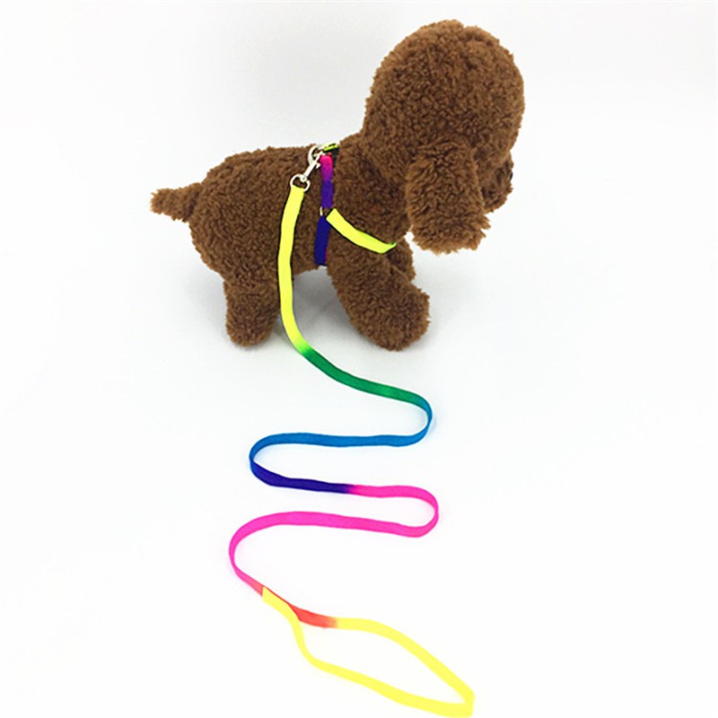 Anjing memimpin Harness Adjustable Breakaway Rainbow Nylon Kelinci Kecil Kucing tali kerah breast-band