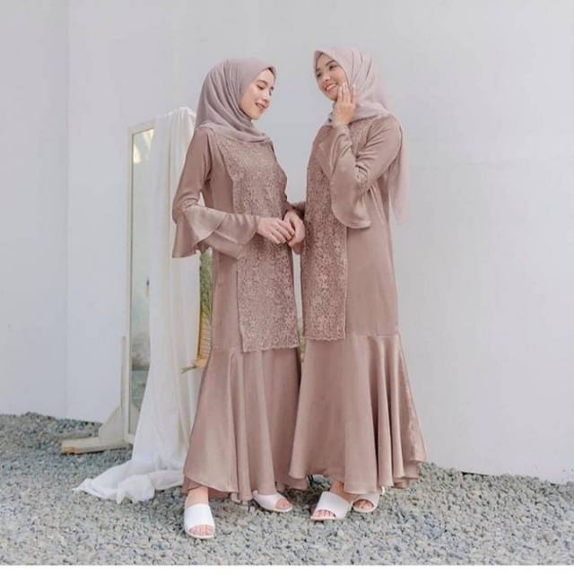 Dress kondangan aplikasi brukat HALWA DRESS