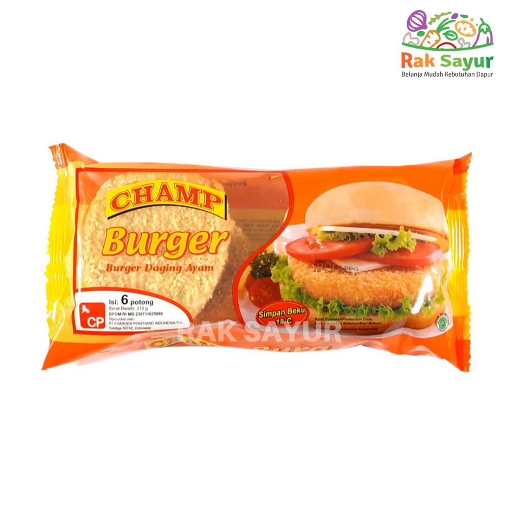 

Burger Daging Ayam Crispy Champ isi 6pcs 315gr Padang