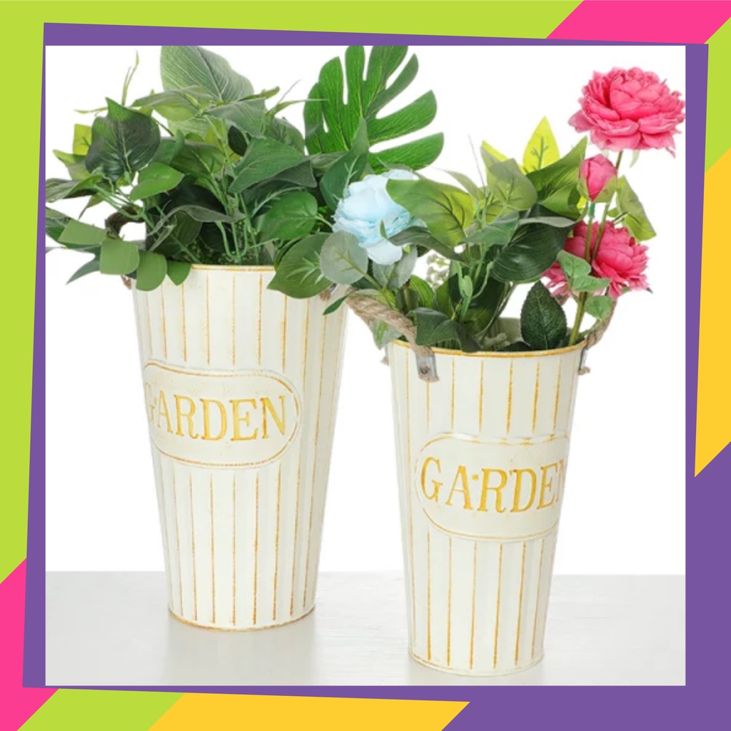 1532 / NO.1 S/D NO.4 Vas bunga kaleng hias tanaman Artificial / Pot bunga kaleng shabby chic gaya Nordic