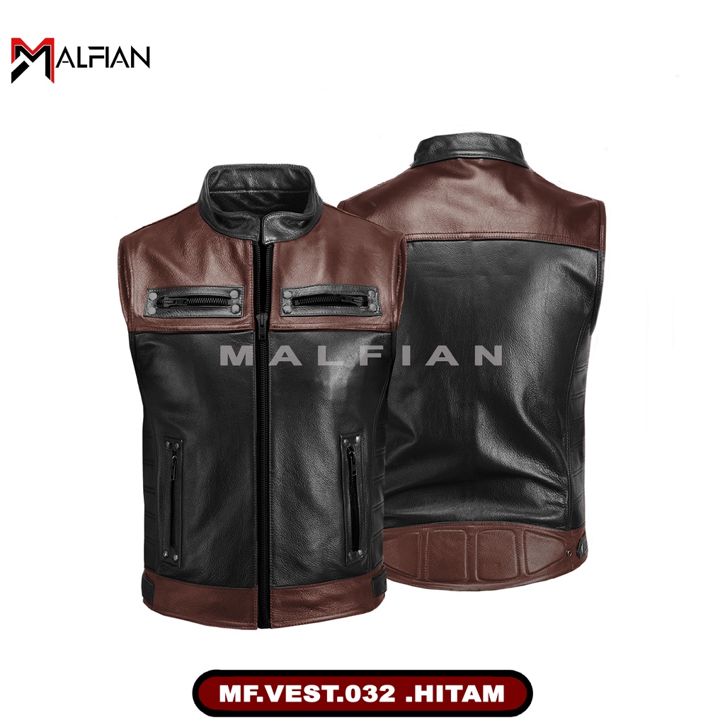 Rompi Kulit Pria Riding Vest Rompi Kulit Sintetis Rompi Bikers Kulit MF.VEST.032