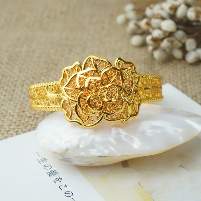 Gelang Mawar Lapis Emas 24k Fleksibel