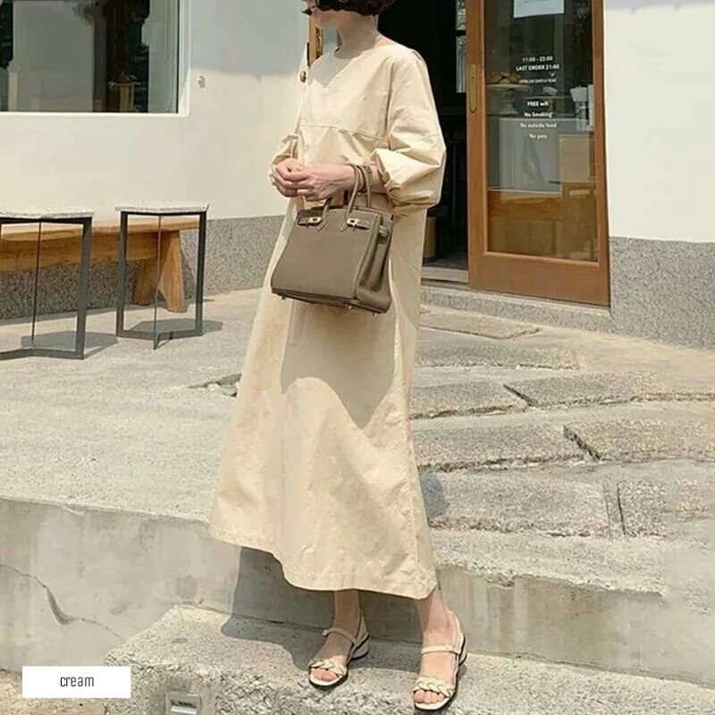 Dress polos Lengan Balon  / Midi Dress Muslim Polos Korean Style Lengan Balon / Baju Midi Dress wanita muslim / Midi dress / midi dres / midi dress korea / midi dress polos / midi dress muslim / pakaian wanita / baju midi dres / Alea midi