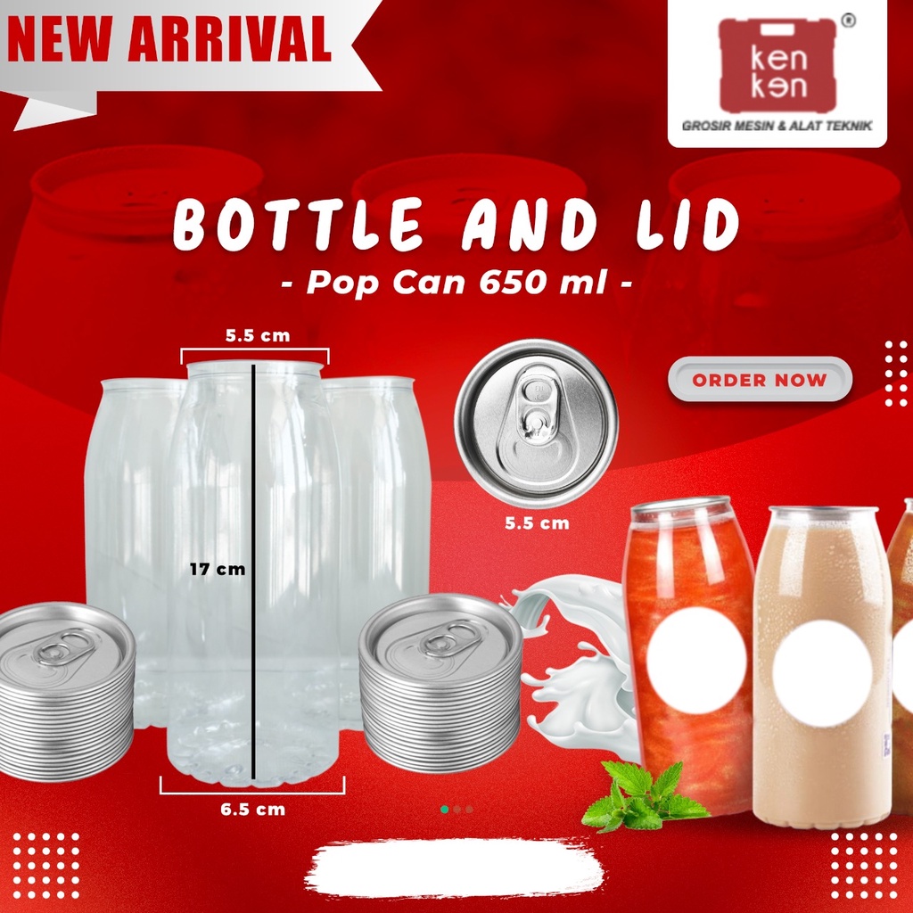 Botol Pet Pop Can Bottle & Lid 650ml Kaleng Plastik PET Can Botol Kaleng PET Botol Popcan