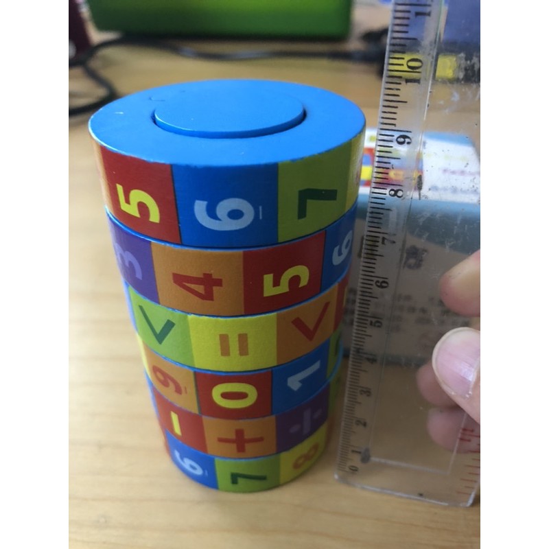 mainan edukasi cylinder rubik kayu angka/wooden puzzle number/rubik belajar berhitung