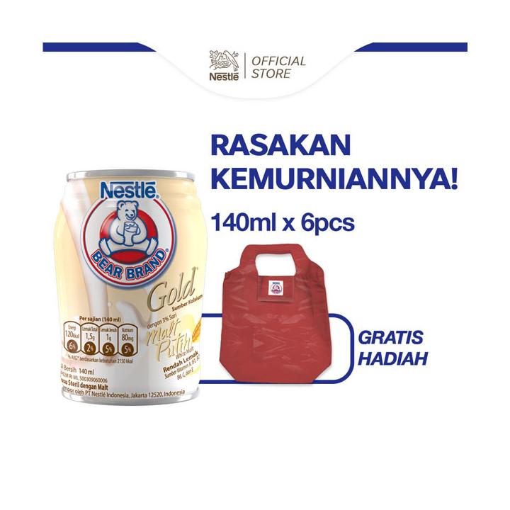 

BEAR BRAND Susu Kaleng Gold White Malt Susu Steril 6x140ml FREE Shopping Bag