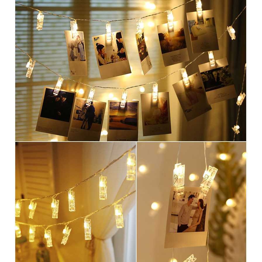 [COD] Lampu Hias Dekorasi Clip String Polaroid Holder 20 LED 2 Meter 3 Meter Warm White Warna Tumblr Lamp String Panjang Murah Hiasan Kamar Dekor Ulang Tahun Pernikahan Pesta Aesthetic Estetik