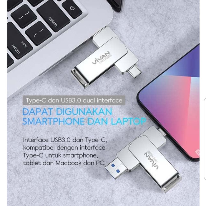 Flashdisk Vivan 64gb VOC164 OTG Type C Dan USB 3.0 Dual Interface