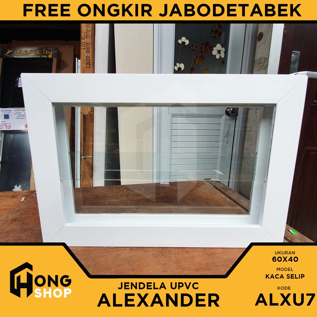 Jendela UPVC Alexander 60x40 Kaca Selip / Loster Ventilasi Boven