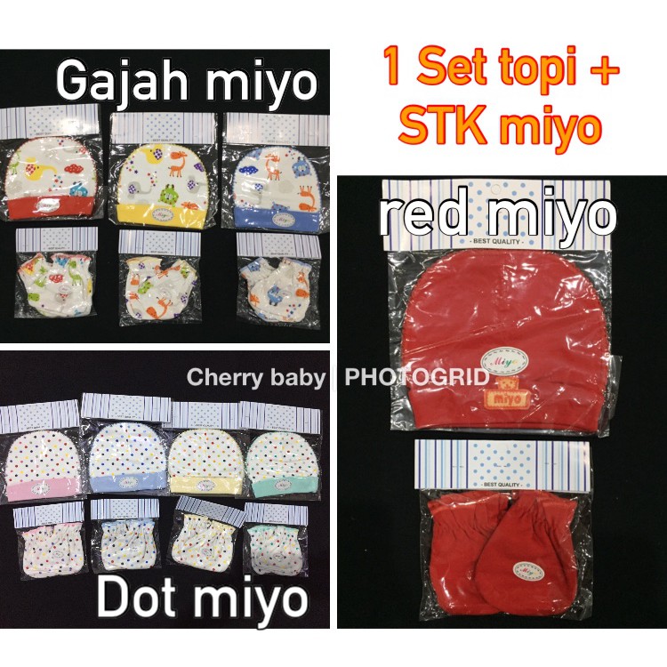 Set Sarung Tangan + Sarung Kaki + Topi Newborn Libby / MIYO CBKS