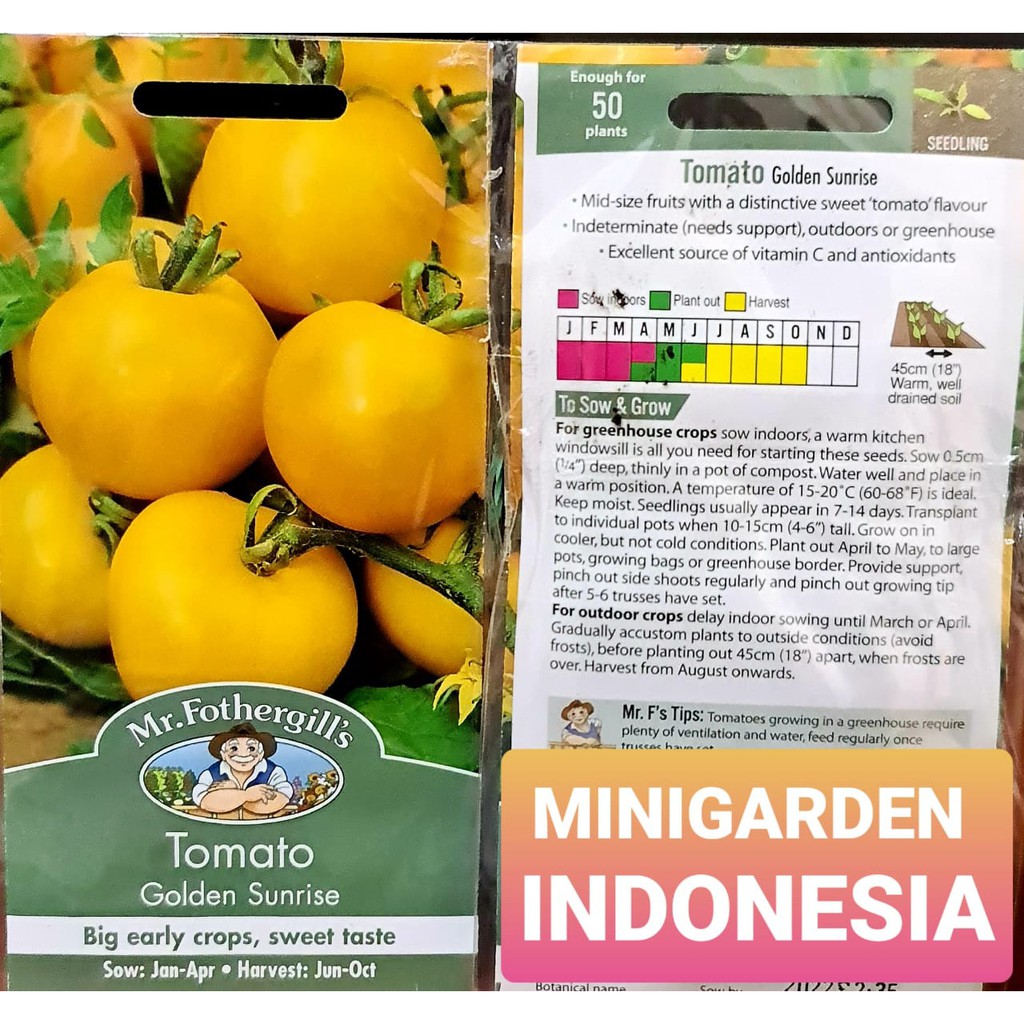 BENIH TOMAT CHERRY KUNING GOLDEN SUNRISE PACK 75 BIJI bibit sayur buah tomat mini kuning import f1 Mr. Fothergills