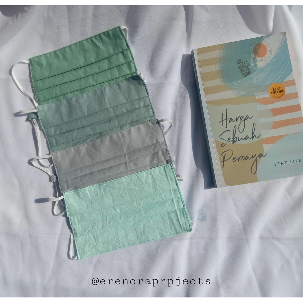 MASKER KAIN KATUN POLOS HIJAB HEADLOOP 2 PLY 2 LAPIS PACKAGING BOX LUCU BY ERENORA