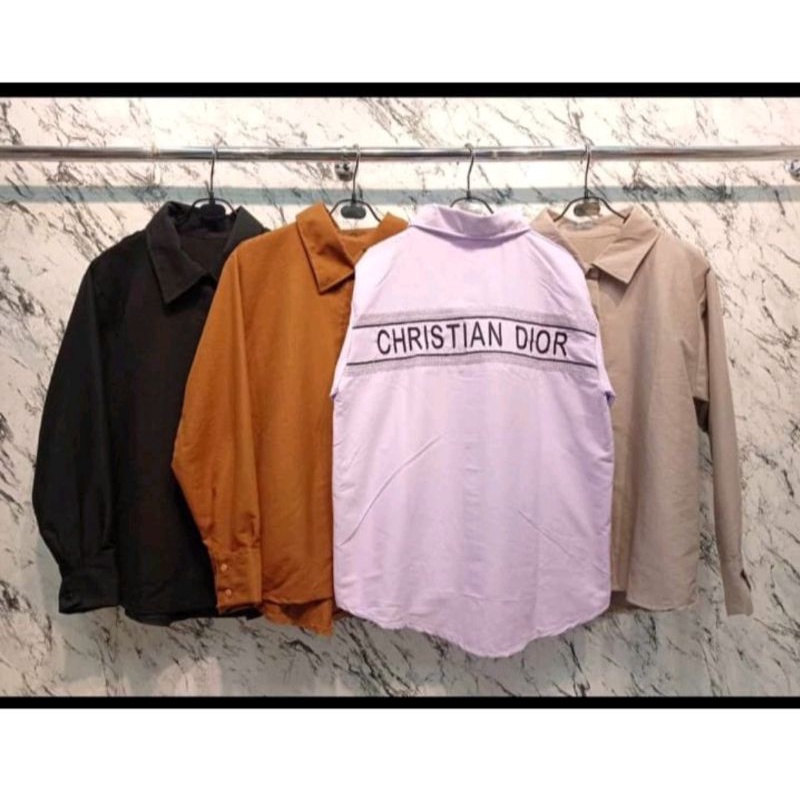 Atasan Import by Miudis /  Kemeja Katun Wanita / Bordiran "Christian Dior"