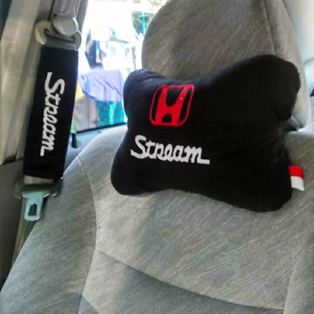 Bantal Leher Mobil Eksklusif Universal Set Headrest Car Warna Hitam Premium Empuk