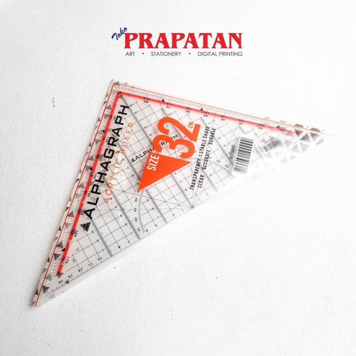 

Alphagraph Acrylic Ruler Penggaris Segitiga Pegangan 32cm 09 RTO27
