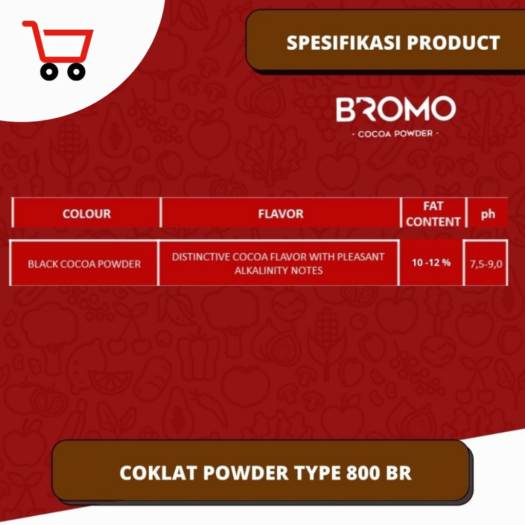 BROMO Kakao Powder BR 800| Black Coklat 100% ASLI Cocoa