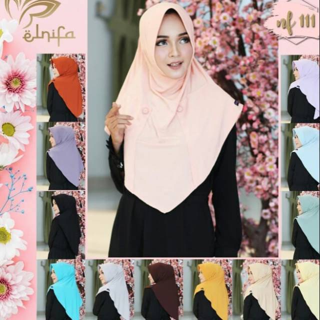 Bergo escudo kancing kerudung escudo kancing bergo casual sangat pas untuk kerja.  Bergo ori elnifa