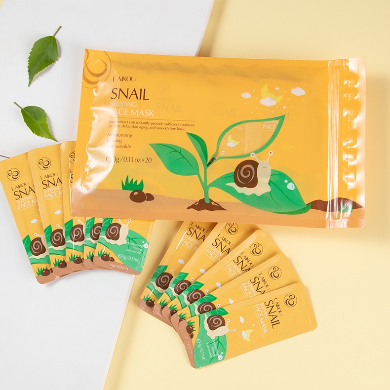 LAIKOU 24k Gold Snail Serum Mengurangi Kerut Masker Pelembab Krim Kulit Halus