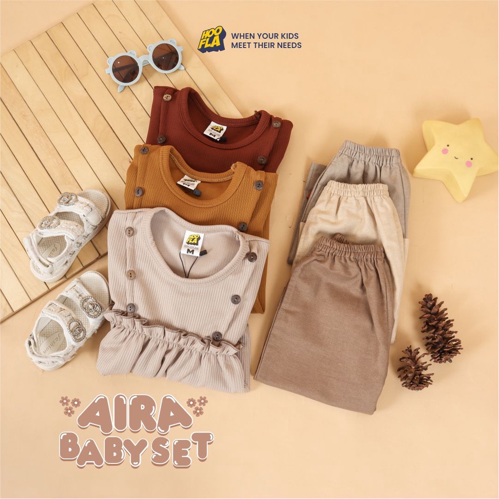 Aira Baby Set Setelan Baju Bayi Perempuan Bahan Adem Nyaman Tebal