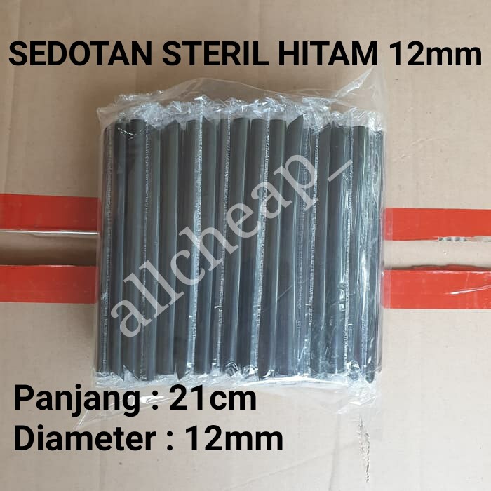 PROMO Shopee isi 250btg SEDOTAN STERIL HITAM HIGIENIS BUNGKUS PLASTIK 12MM POP ICE BUBBLE BOBA 21cm