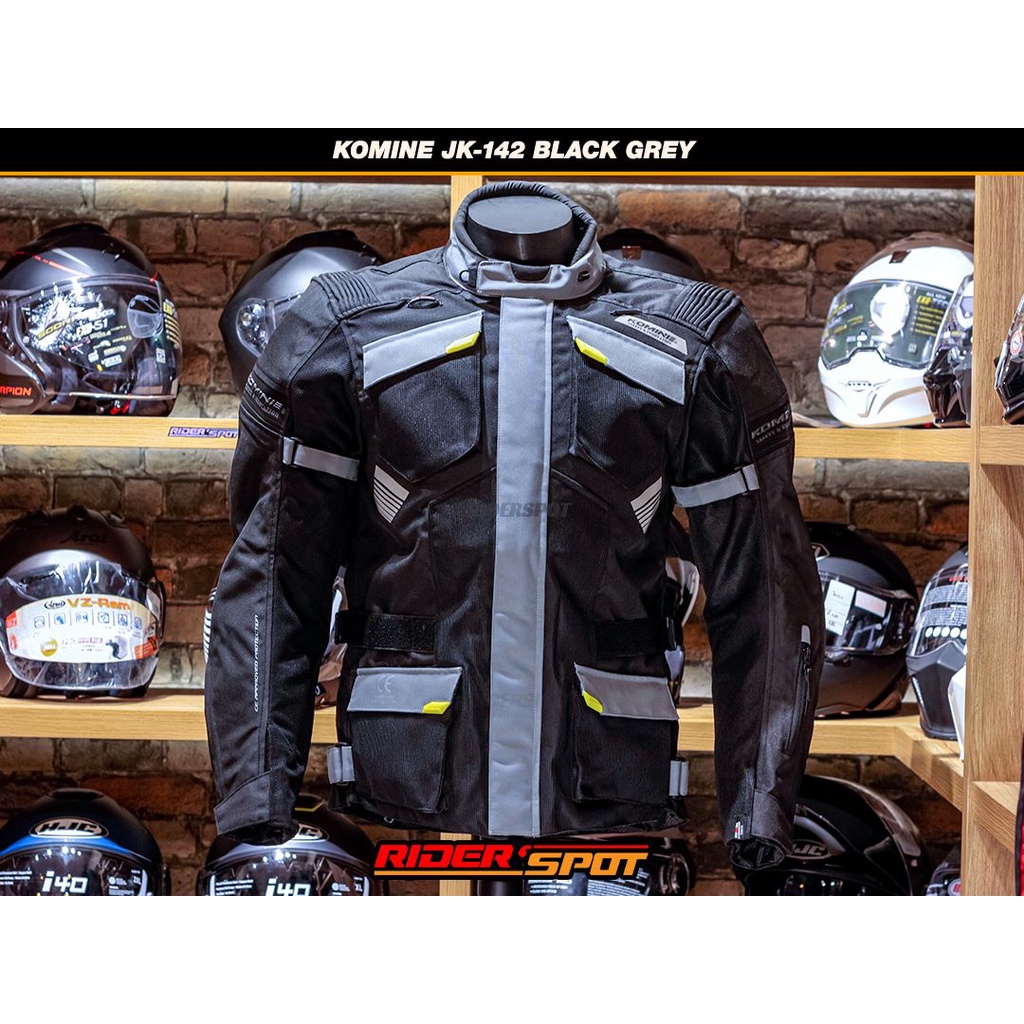 Jaket Motor Komine JK-142 Black Grey Protect Adventure Mesh Jacket Original