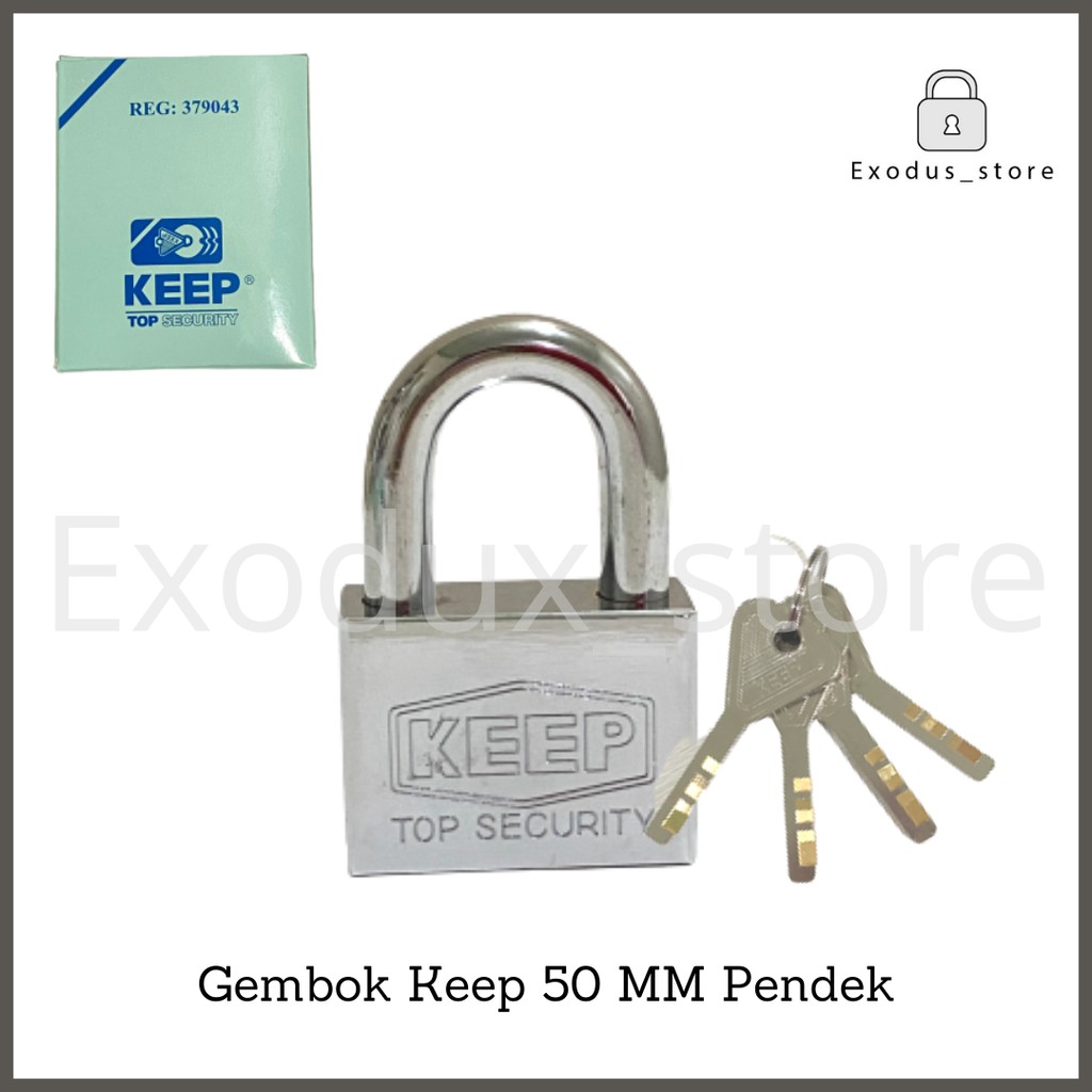 Kunci gembok pagar KEEP 50 MM leher pendek / gembok pager anti maling anti karat
