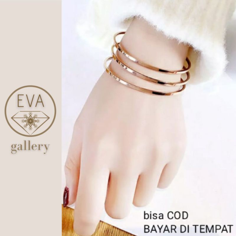 Gelang Titanium wanita Asli 100% Gelang Keroncong Titanium set 3 pcs