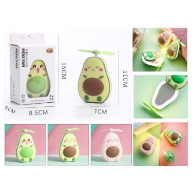 [MH] Kipas Cermin Makeup Led 3in1 Avocado Mini Fan Led Mirror USB Charger