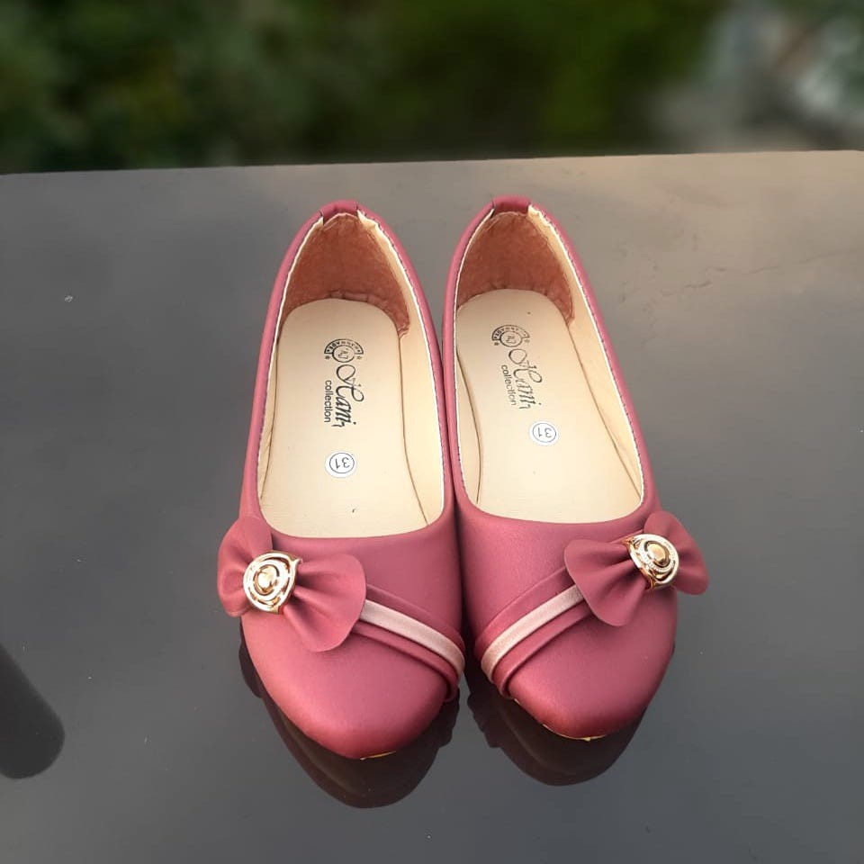 SBA02 Sepatu Balet, Flatshoes Anak Perempuan Umur 7 8 9 10 thn - Motif Pita with Bunga